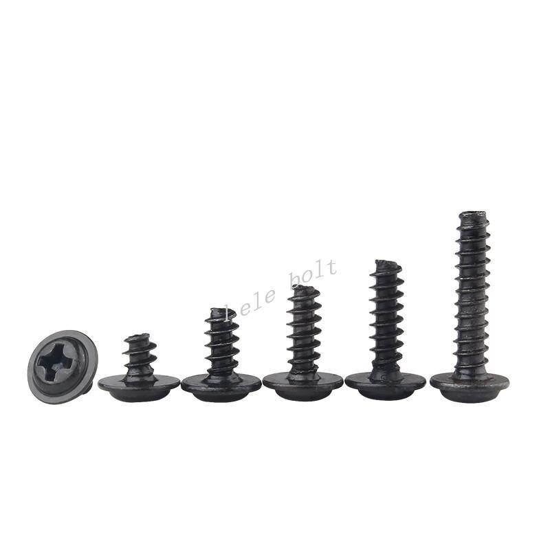 M3 Phillips Screw PWB Round Head With Washer Self- tapping Screw Black Plated PWB Screw