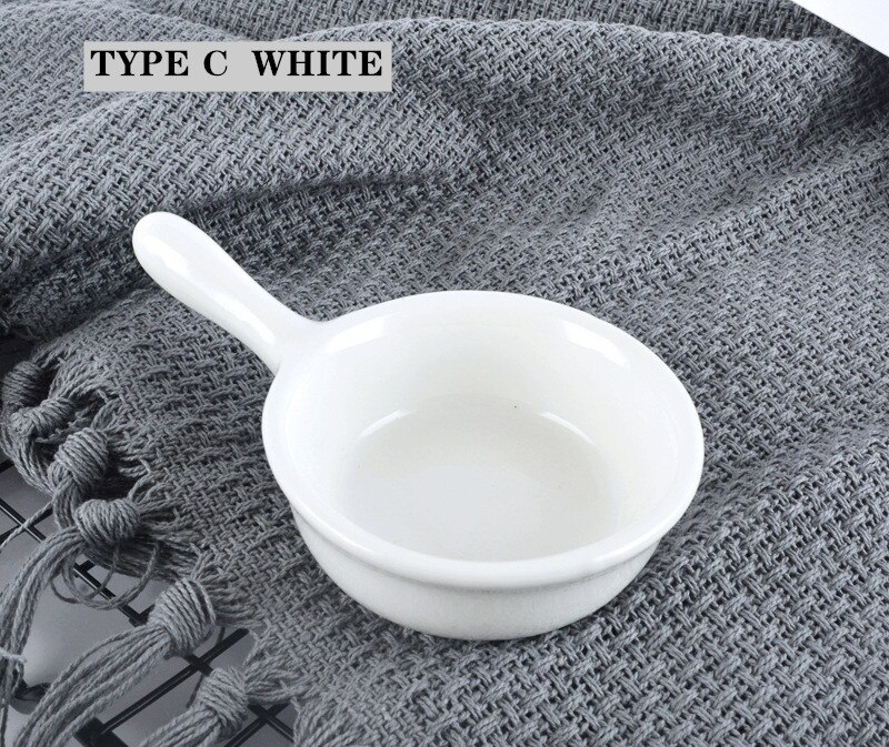 Poignée courte en céramique petit pot à lait plat de sauce salade de style européen plat de sauce tomate vaisselle de cuisine: TYPE C WHITE