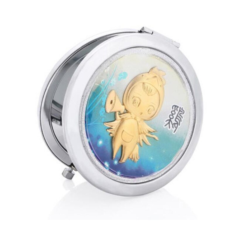 Asklove maquillage Miroir feuille d'or Miroir Portable pliant maquillage or Miroir envoyer amant petite amie cosmétiques miroirs: Chicken-Silver