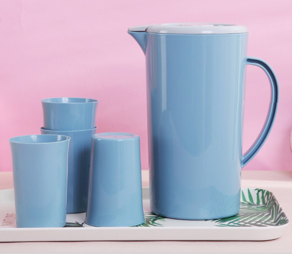 5 st stor kapacitet hushållsvattenkopp plast värmebeständig högtemperatur juicekanna vit vattenflaska set för hemmet: 3
