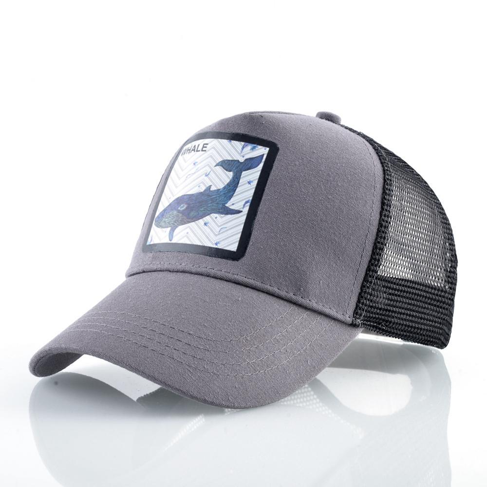 Ballena equipada gorra de béisbol Snapback de de verano sombrero de camionero gorra al aire libre de malla de gorros de Hip Hop para las mujeres Casual tapas: Gray