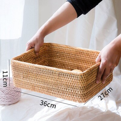 Rattan Fruit Plates Storage Basket Nut Dried Fruit Tray Bamboo Weaving Baskets Household Snack Candy Storage Containers