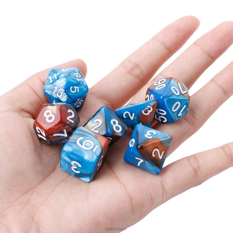 7 pz/set dadi acrilici poliedrici dadi per TRPG gioco da tavolo D4-D20 F25 21 commerci all'ingrosso