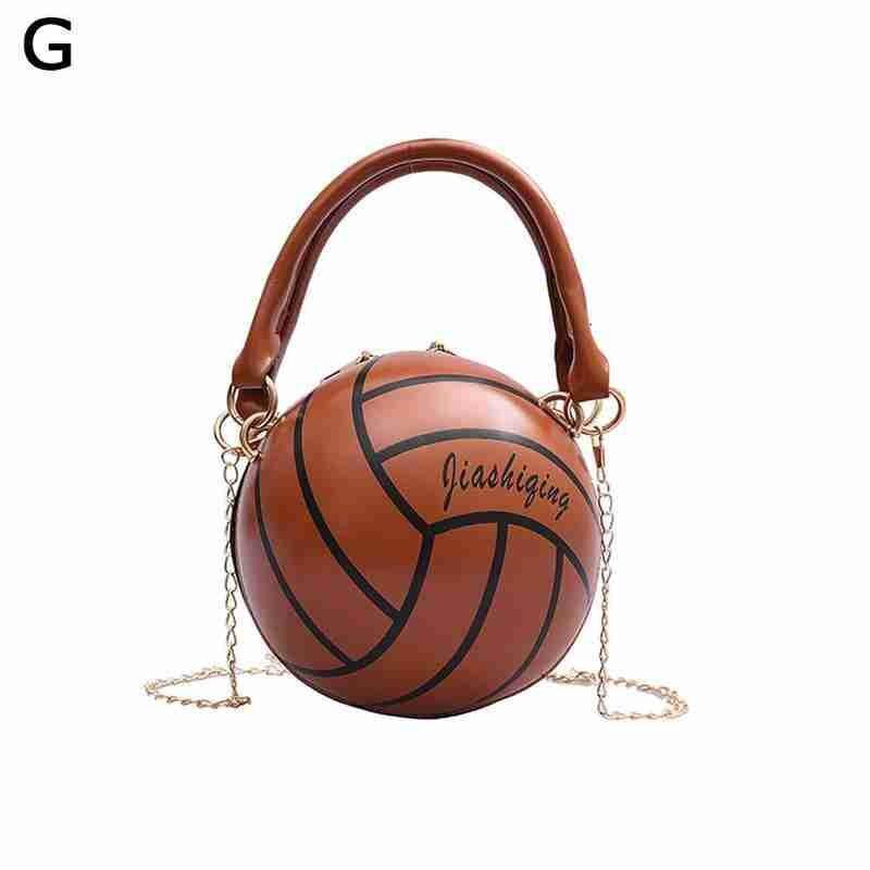 Bolso de hombro con cremallera para mujer, Bola de voleibol de cuero PU, baloncesto, cadena, cruzado, L2N9: G