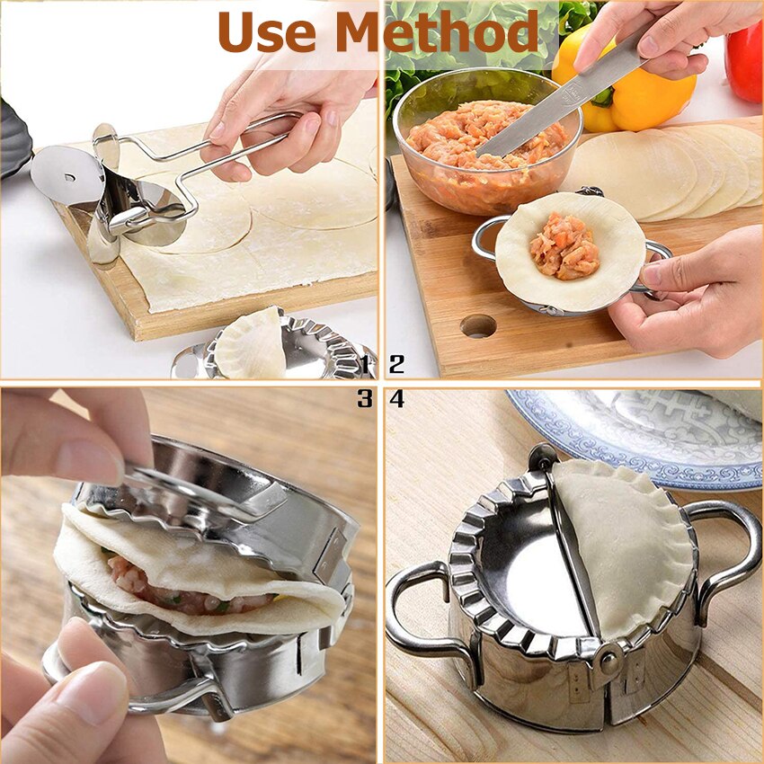 MEMDOO 3PCS Stainless Steel Dumpling Makers Mold Ravioli Gyoza Maker Dough Cutter Wrappers Presser Making Machine for Kitchen