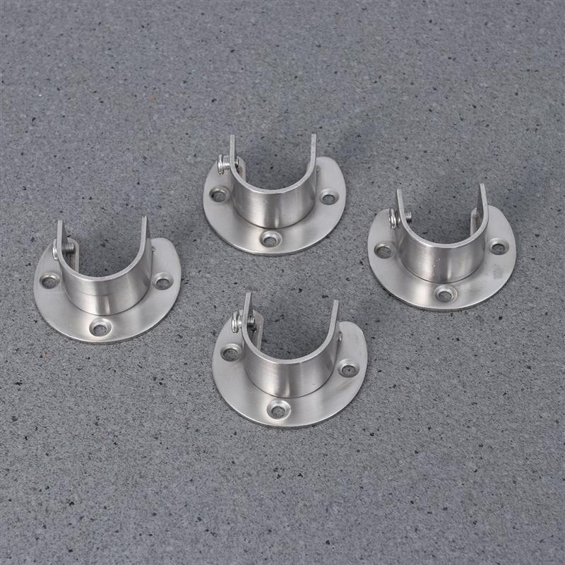 1 set roestvrijstalen verdikking u-vormige beugel garderobekast hangrail stang eindbeugel ondersteuning kast stang sockets zilver