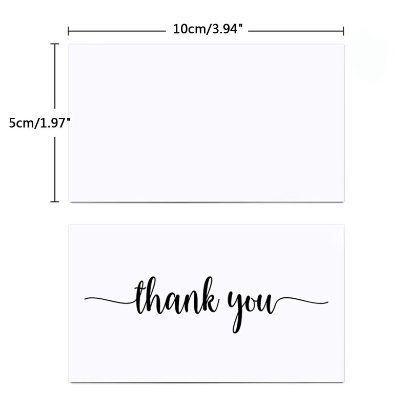 Wit Dank U Kaarten 50 Stuks Bericht Groet Zwarte Letters Note Kaart Voor Bruiloft Formele Zakelijke Afstuderen Kleine Kaart Q84D