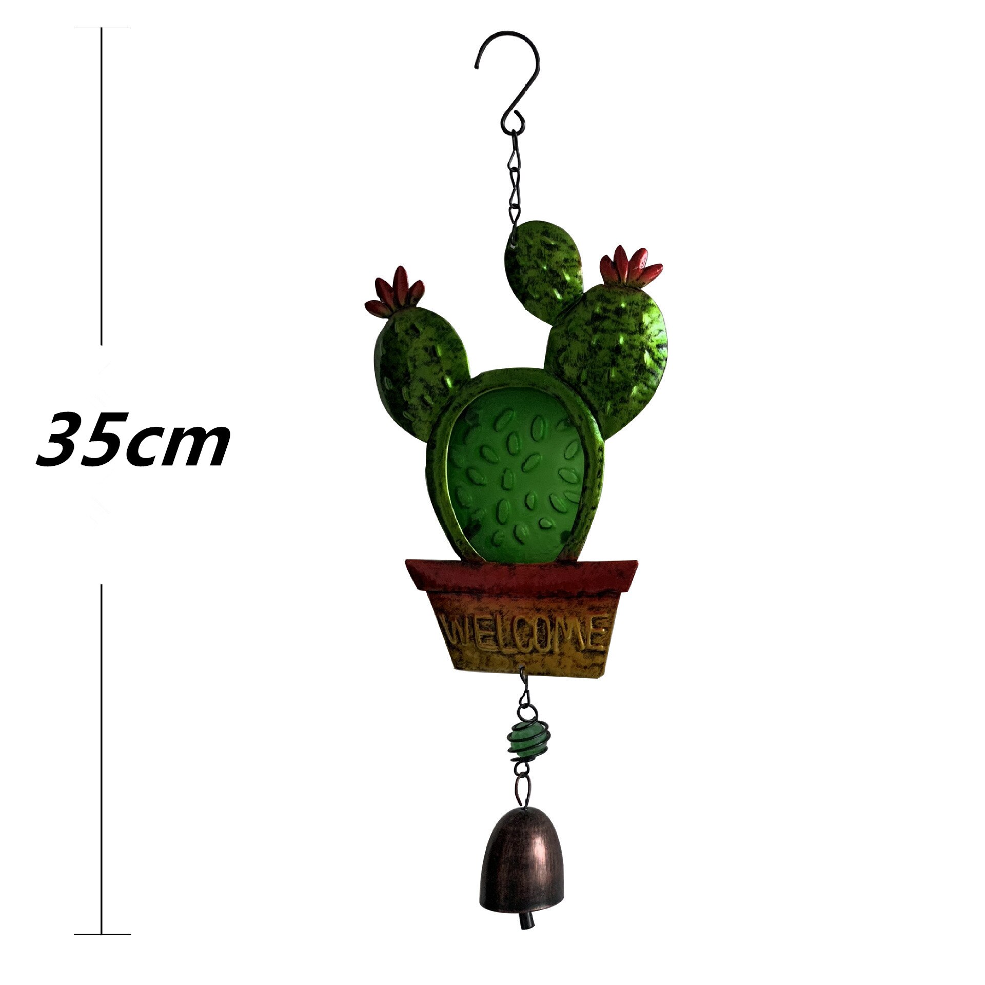 Hjem kaktus vægophæng klokke metal have hjem heldig symbol udendørs ornament håndværk væg plante vindspil ler dekoration