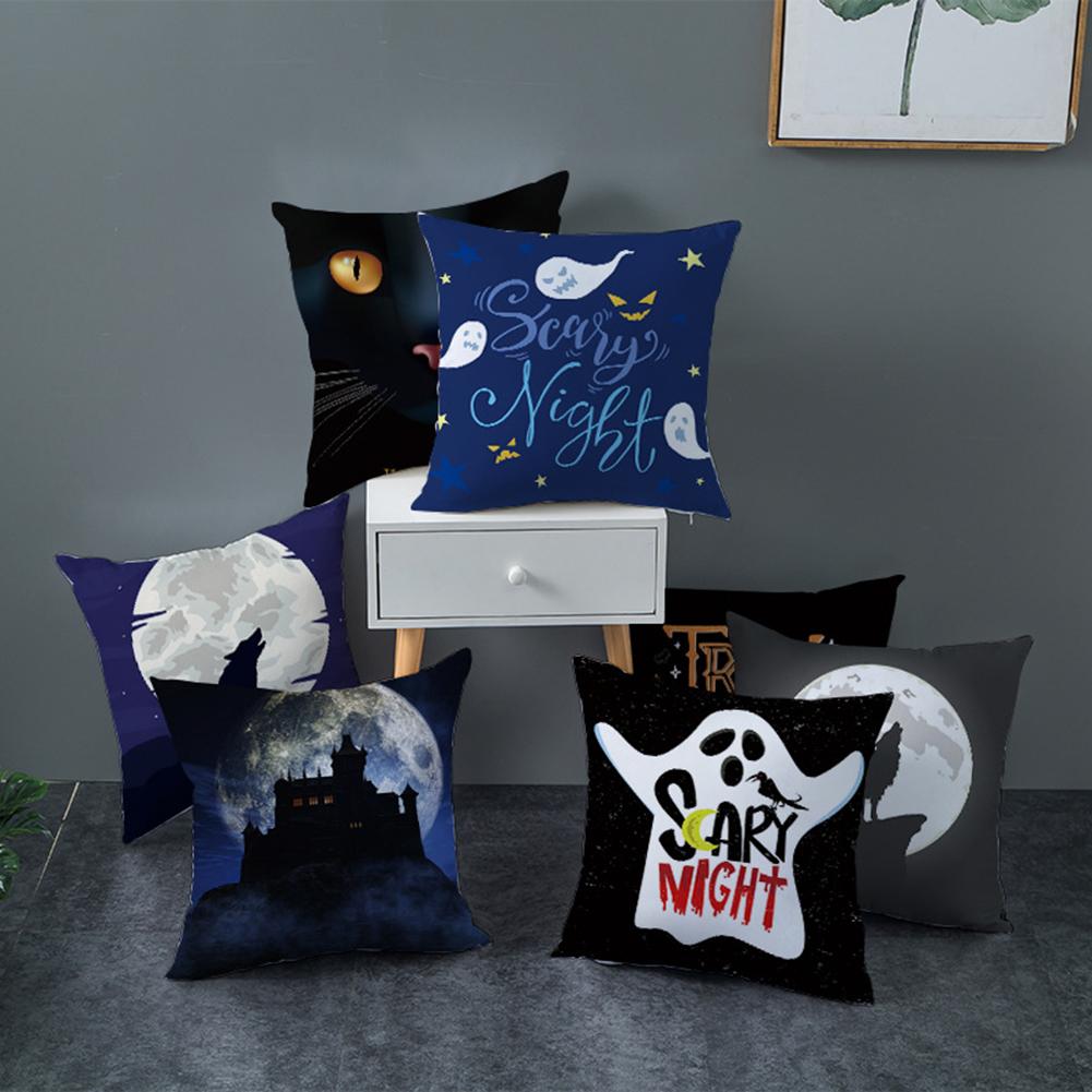 1pc sjove halloween græskar spøgelse flagermus trick or treat pudebetræk pudebetræk stribet geometrisk pudebetræk kussen sofa indretning