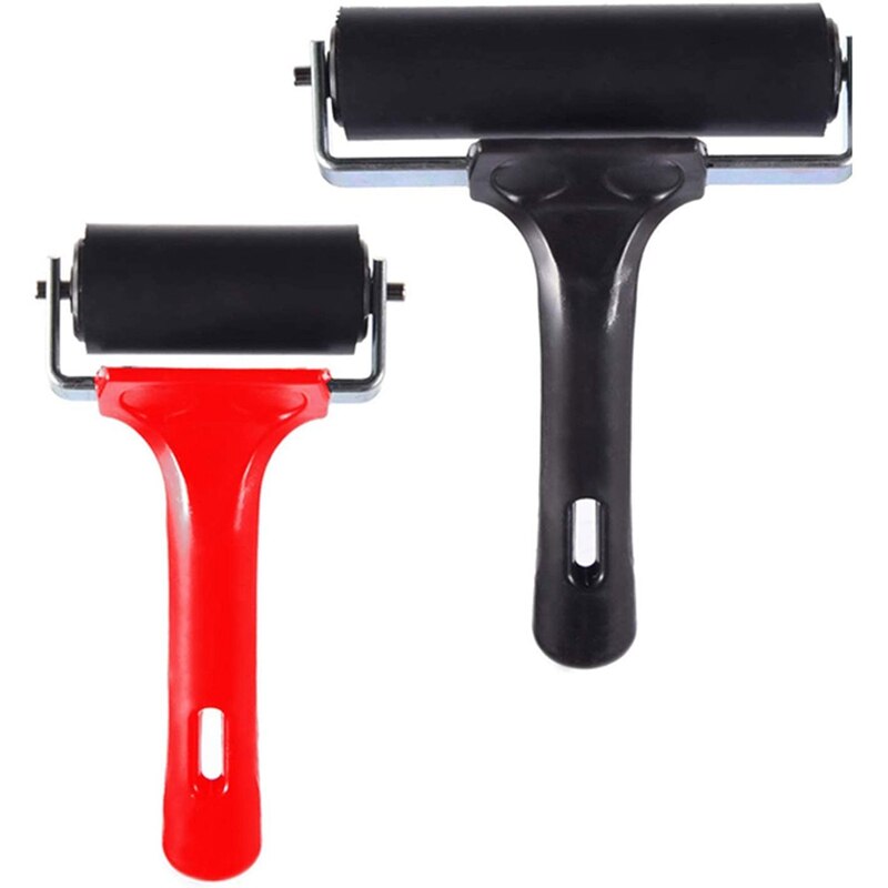 2 Pcs Rubber Brayer Roller for Printmaking/Crafts/Stamping Gluing, Brayer Ink Roller Anti-Skid Tape Construction Tool: Default Title