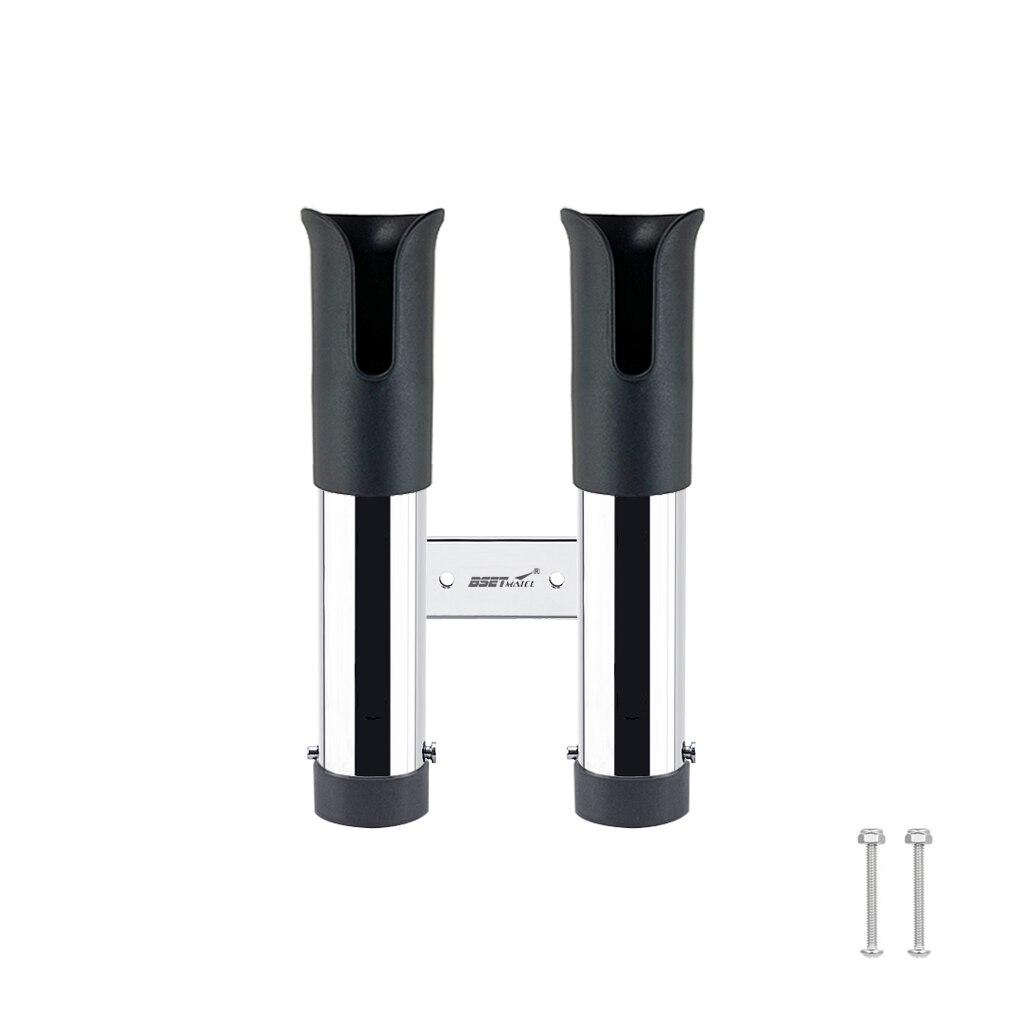 Fishing Rod Holder 2 Tubes Link Slotted Rod holder Boat Fishing Rod Rack Holder Portable Pole Tube Mount Bracket Marine Grade: Black