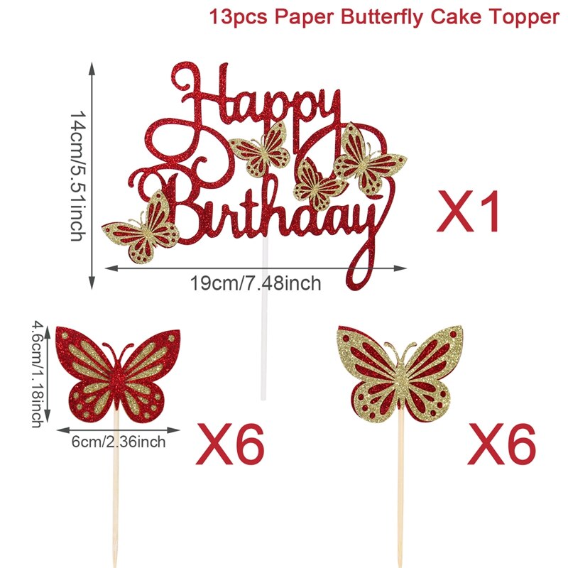Pink lilla sommerfugl kage topper tillykke med fødselsdagen fest indretning baby shower pige bryllup brud dessert kage indretning cupcake flag: 5