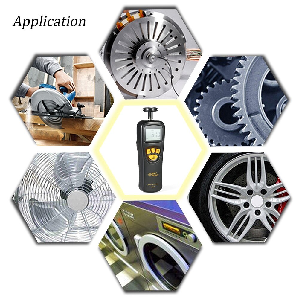 SMART SENSOR 0.5 ~ 19999 RPM Digital Tachometer speed meter Contact speed measuring instrument Tach Meter Wide Measuring Rang