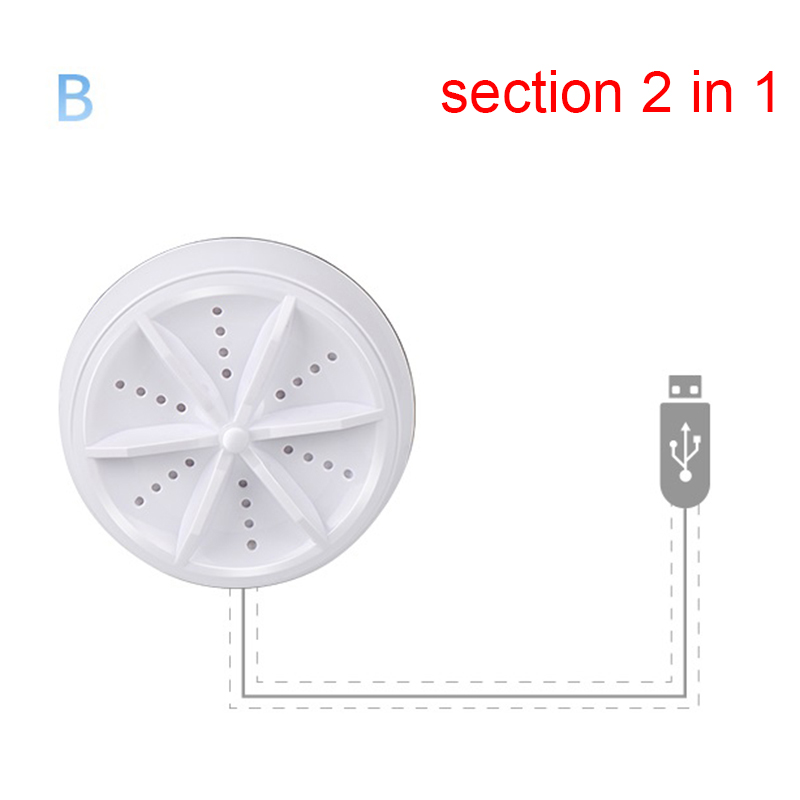 Section 2 in 1 Mini 6W Portable Ultrasonic Turbo Washing Machine Personal Laundry Washer USB