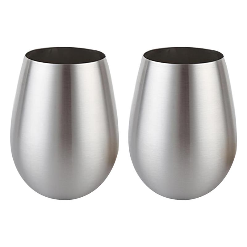Wine Glass 18oz Stemless Stainless Steel Cocktail Champagne Cup for Home Camping Picnics: 2 pcs