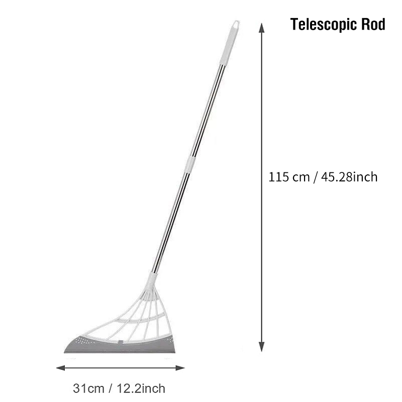 Escoba de Goma para Limpieza, Barredora Manual para el Suelo, Escobilla Mágica, Ideal para Recoger Pelo de Mascotas: Grey Telescopic rod