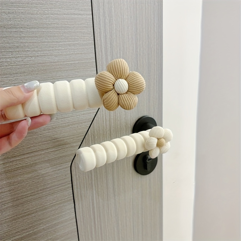 Guantes de manija de puerta estilo flor pequeña para puestos de puertas, cubiertas insonorizadas y anticolisión para protección de puertas