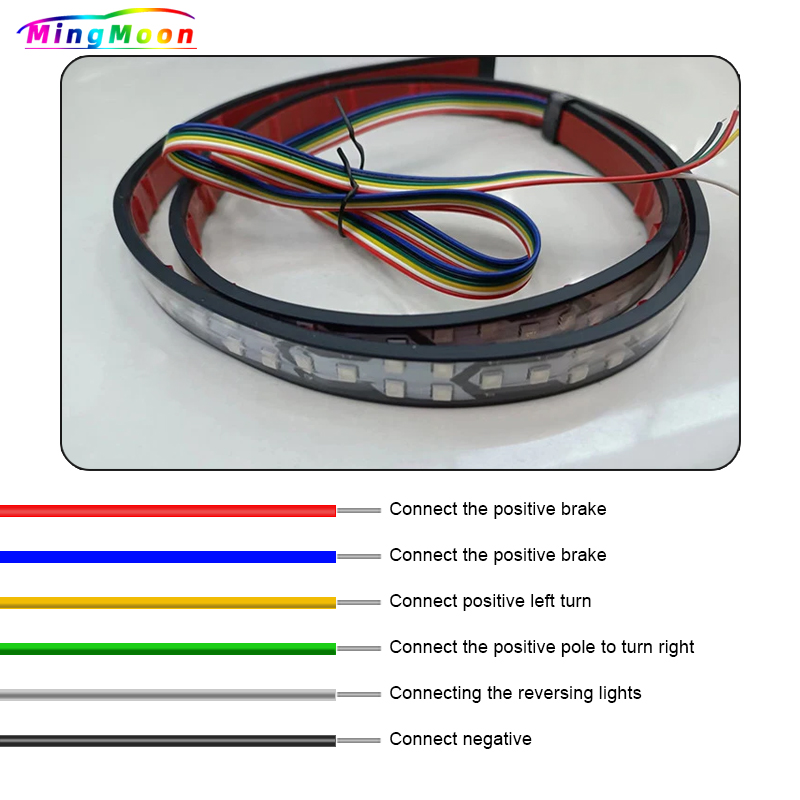 12V-24V Truck Tailgate Running Drving Light Colorful LED Car Rear Warning Light Turn Signal Brake Reverse Backup Tail Lamp Strip