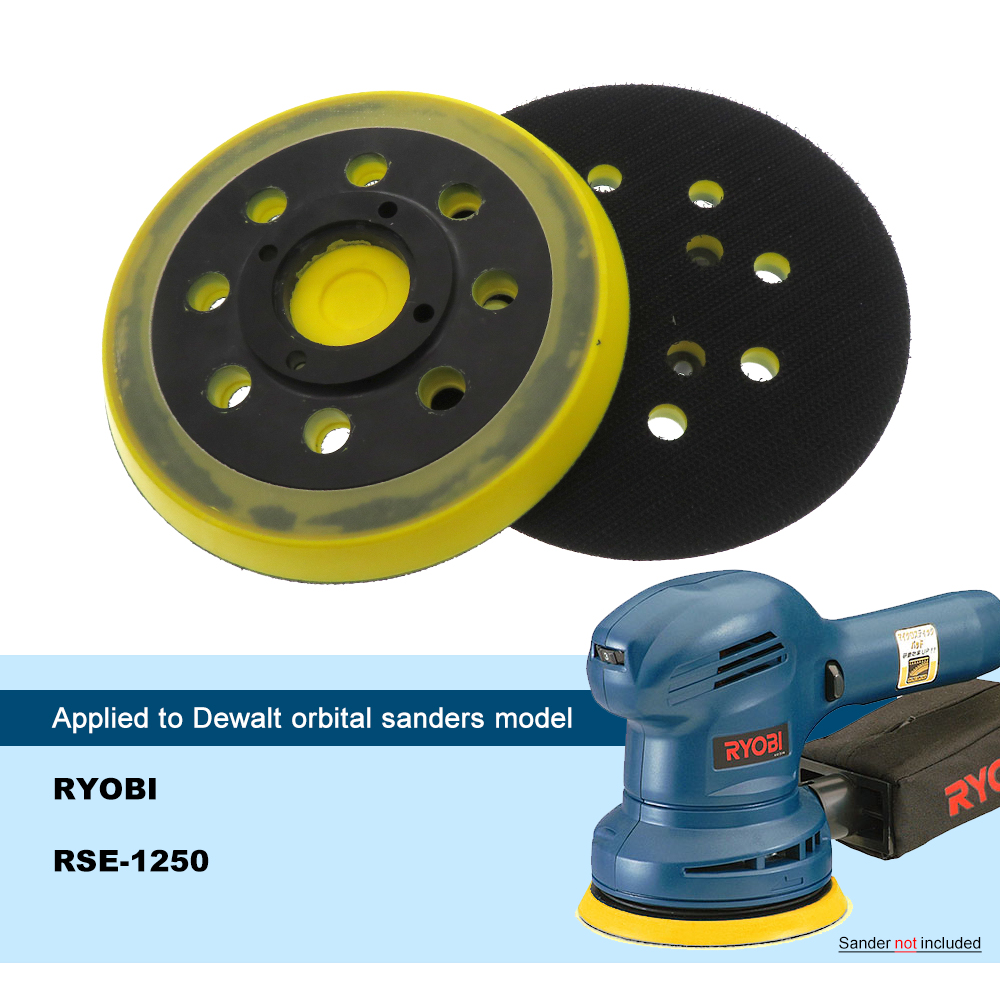 5 Inch Sanding Pad Hook &amp; Loop 8 Hole Backing Plate 125mm For DeWalt RYOBI RSE 1250 Random Orbital Sander Grinder Abrasive Tools