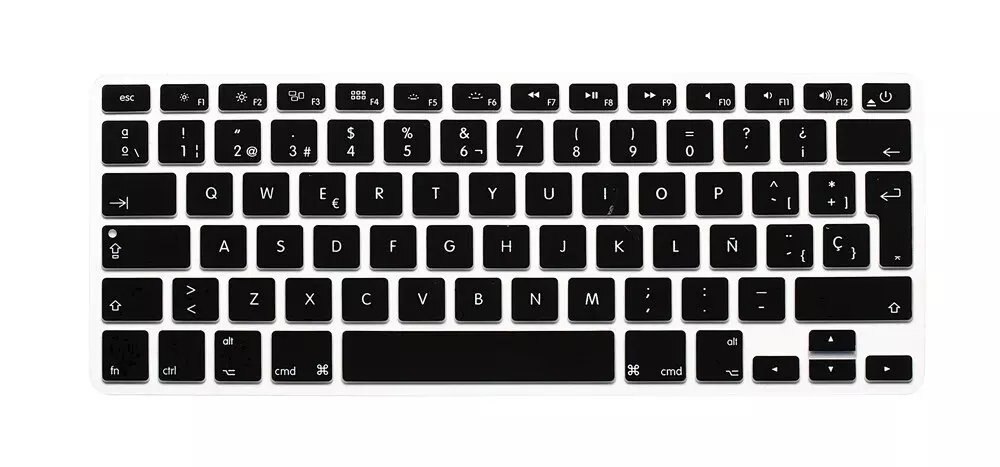 Silikone spansk bogstav tastatur cover til macbook air pro retina 13 15 17 beskytter til mac book tastatur spansk spanien eu: Sort