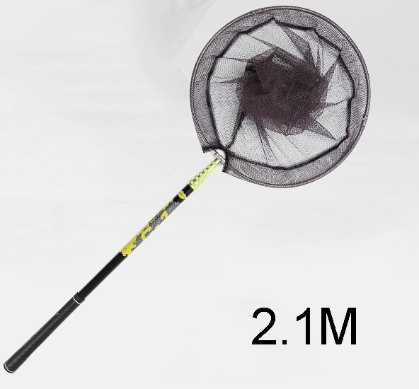 Fishing landing hand Nets 4M 3M 2.1M Folding Carbon rod Nylon Collapsible steel Tackle tank Hole Depth Dipfor fishing A239: 2.1m pole and net