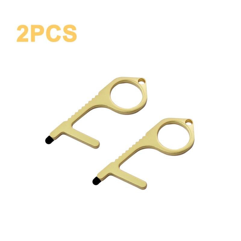 1-10pcs Handmade Door Opener Key Chain NO TOUCH Door Handle Artifact Keychain Avoid Touching Key Buckle Clean Key: 2pcs