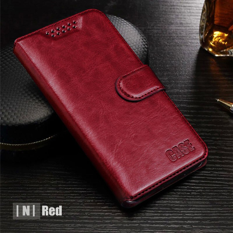 Caso carteira para honra 9c caso 6.39 "flip couro livro caso para huawei honor 9c 9 c AKA-L29 saco honor9c coque com suporte de cartão: Red INI