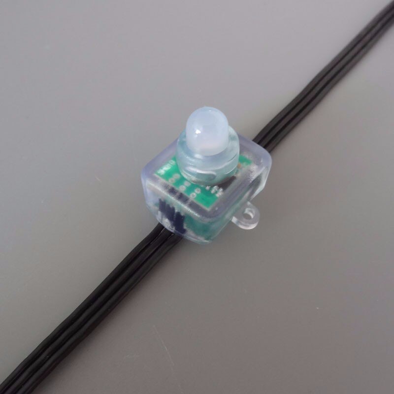 100pcs/set square DC12V addressable WS2811 led smart pixel node,RGB full color;all BLACK 18AWG)wire,IP68;with 13.5mm pigtail