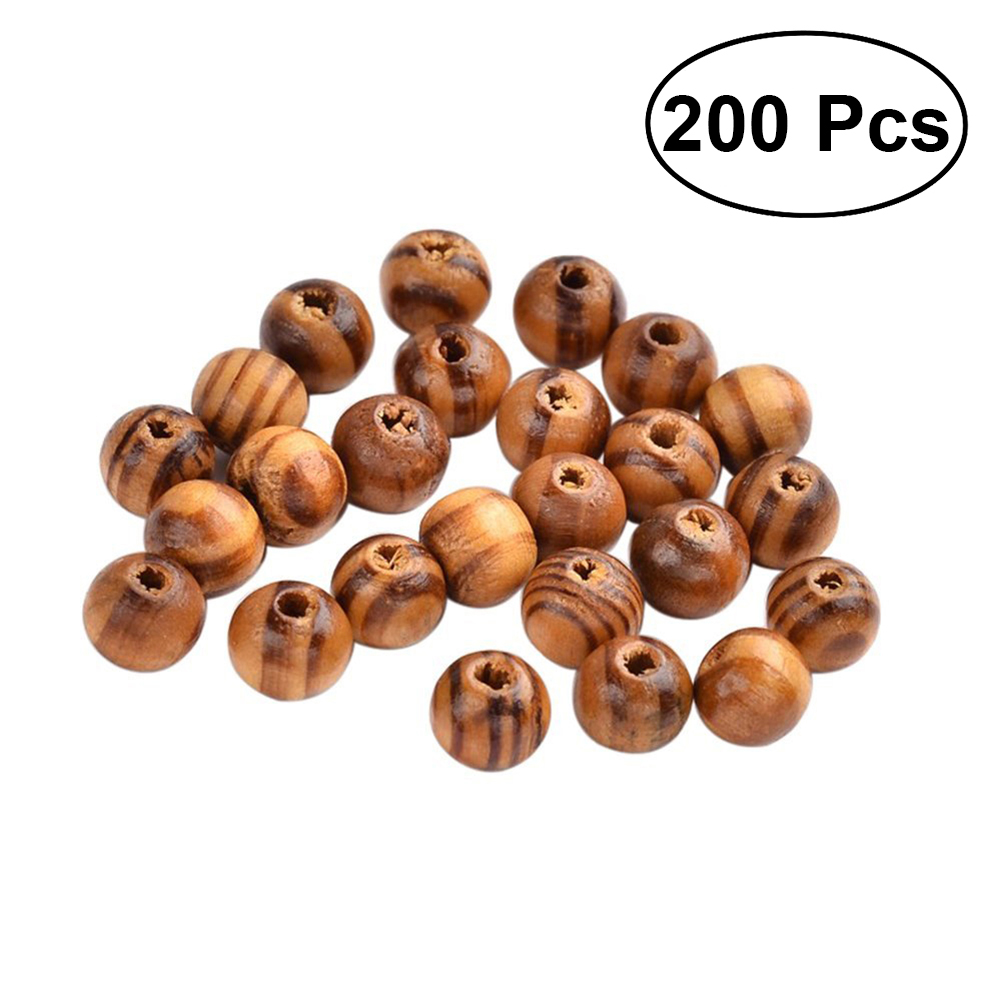 200 stuks 8mm natuurlijk geverfde houten kralen ronde losse houten kralen bulkpartijen bal voor het maken van sieraden knutselen haar diy macramé armband