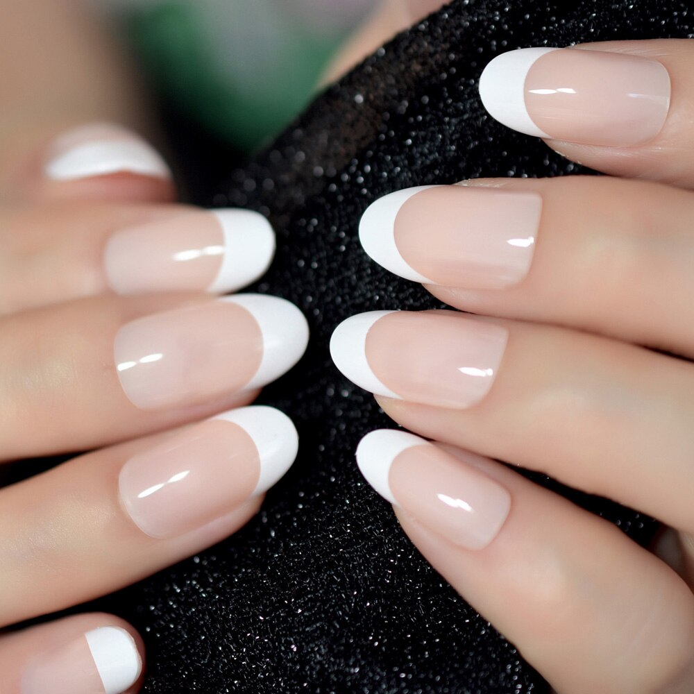 Lång glänsande fransk nagel naturlig naken helskydd plast konstgjorda naglar diy nageltips manikyr ballerina naglar: Z939