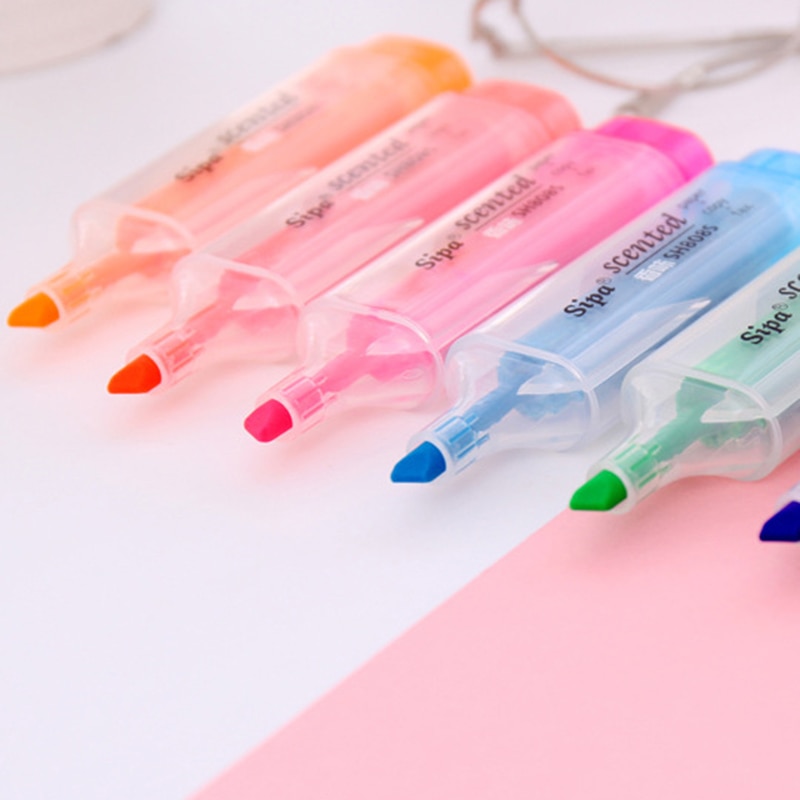 Fluorescerende Highlighter Markers Pen Snoep Kleur Geurende Markeerstiften Hoge capaciteit Schoolbenodigdheden Japanse Briefpapier