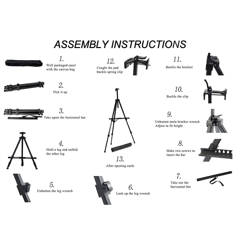 Adjustable Height Metal Tripod Display Telescopic Folding Portable Students Stand Board Travel Painting Easel Art Craft Supplies