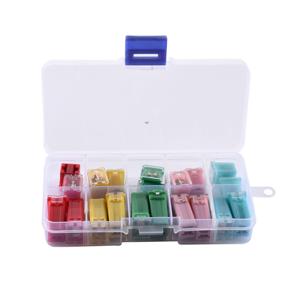 20pcs Mini Vierkante Zekering 20A 30A 40A 50A 60A AMP Set Automotive Auto Zekering met Plastic Doos Assortiment Auto zekering