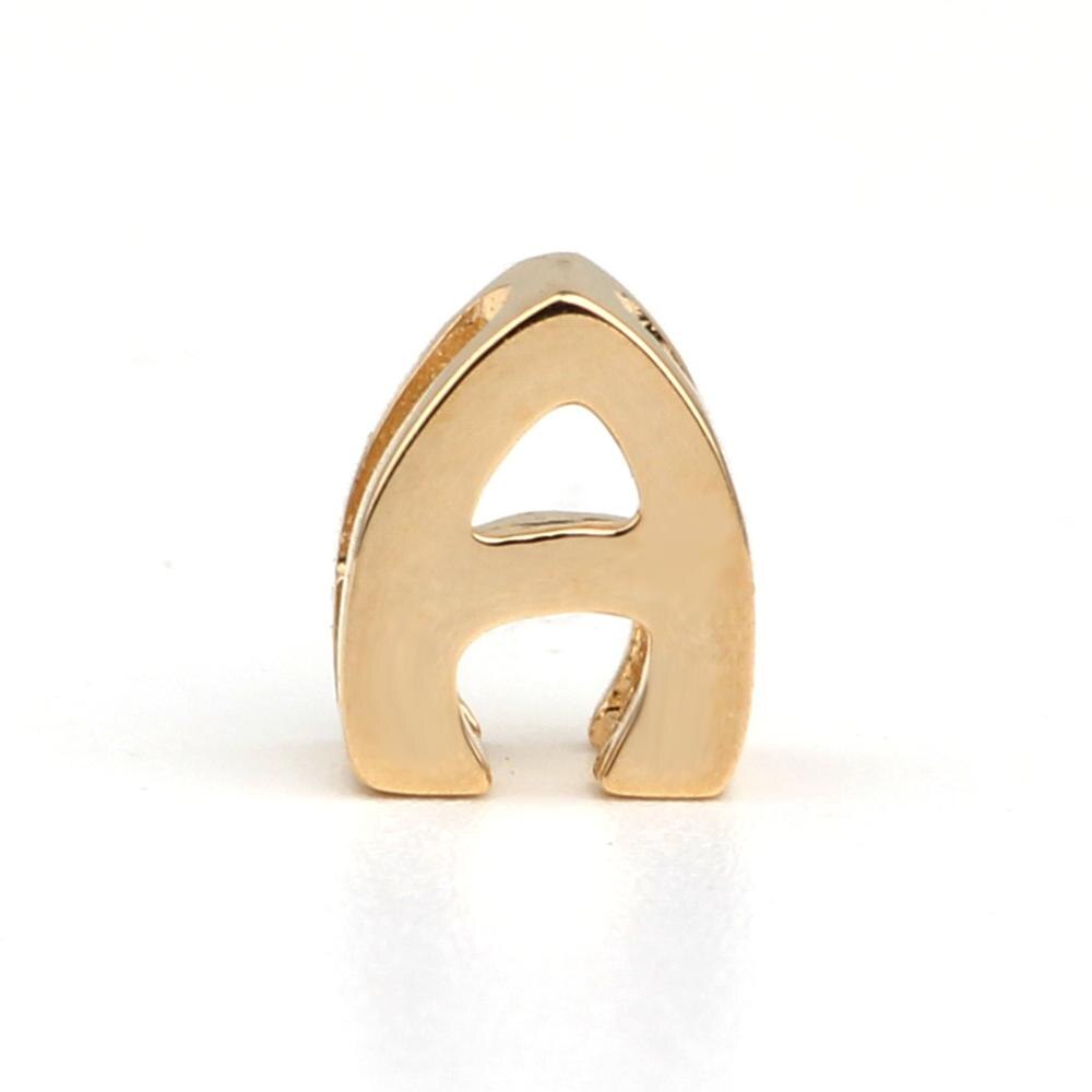 Inicial de letra colgante de oro amarillo de 14K para collar de nombre DIY, alfabeto de A Z P0001