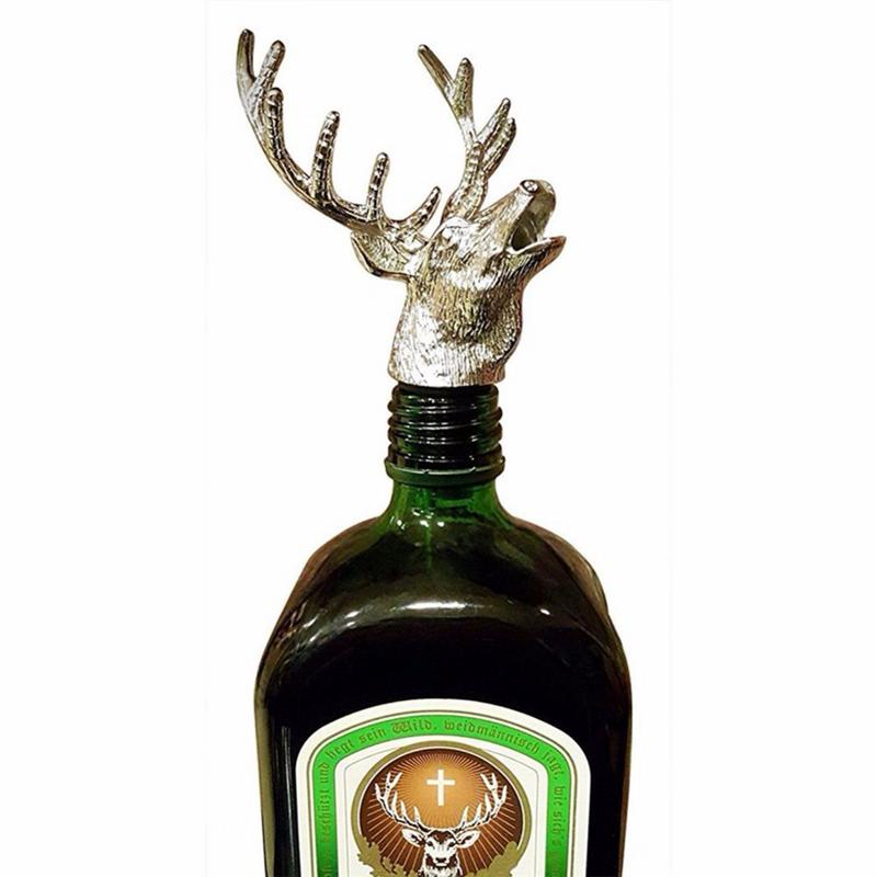 Zinc Alloy Wine Pourer and Bottle Stopper Deer Stag Head Shape Red Pourer Wine Cap Pouring Party