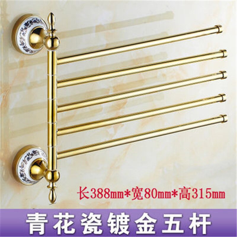 Toallero antiguo europeo para baño, barra giratoria de porcelana, accesorios de baño, 3/ 4 Bar: gold5 rods