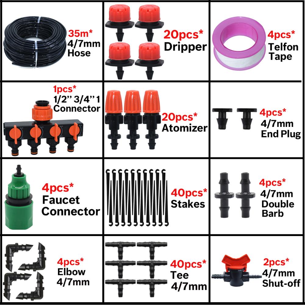 KESLA 5M-35M Micro Irrigazione a goccia Kit di Irrigazione Automatico Giardino Prato Serra Sistema di Irrigazione e Atomizzatore Gocciolatore Regolabile: Black