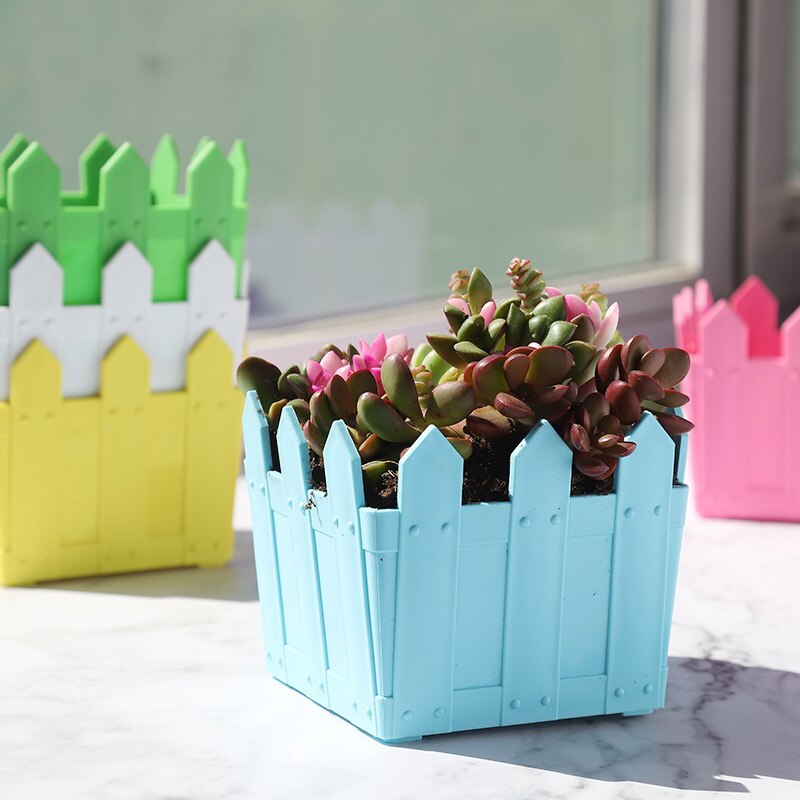 1Pcs Wooden trough flower pots gardening decoration succulent flower pot resin plastic small flower pot