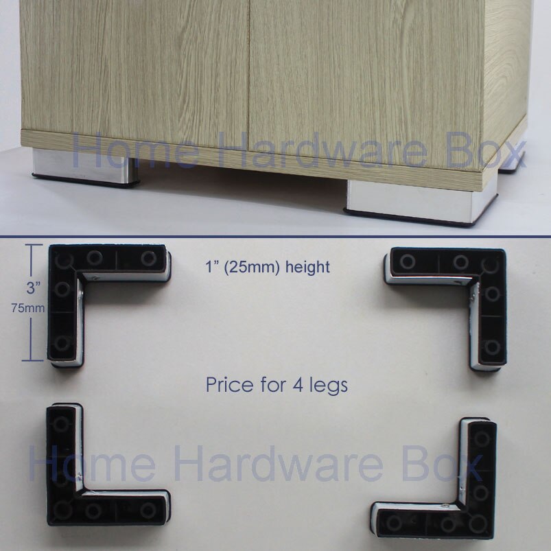 morden low cabinet leg aluminum legs DIY furniture cabinet feet L base corner plastic 25mm hight