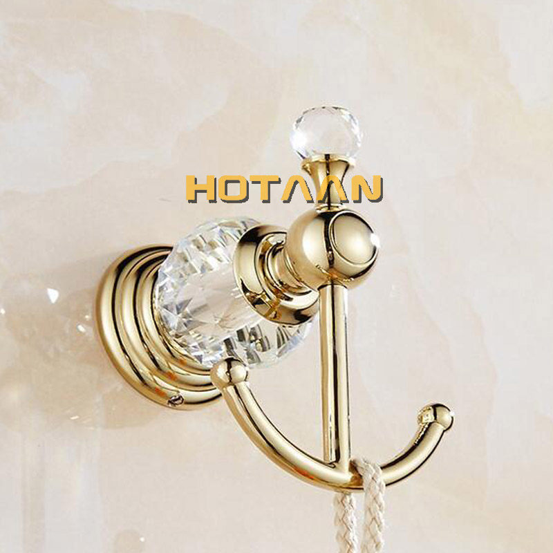 Luxus Kristall Gold Farbe Badezimmer Zubehör einstellen Gold Poliert Durcheinander Schlecht Hardware- einstellen Zauberstab Badezimmer Produkte banheiro