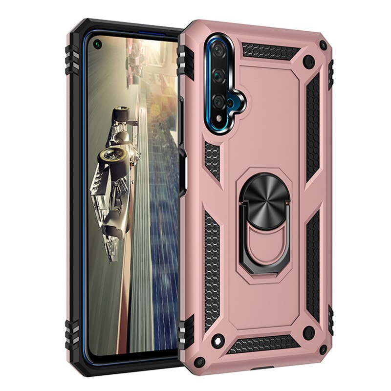 For Huawei Nova 5T Nova5T 5 T Case Magnet Car Ring Stand Holder Case for Huawei Honor 20 Honor20 Soft Silicone Bumper Case: Denim / Clear