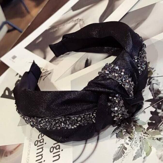 Luxe Brede Zijde Kontted Hoofdband Crystal Tulband Hoofdbanden Voor Vrouwen Meisje Haarbanden Haarband Sieraden Accessoires