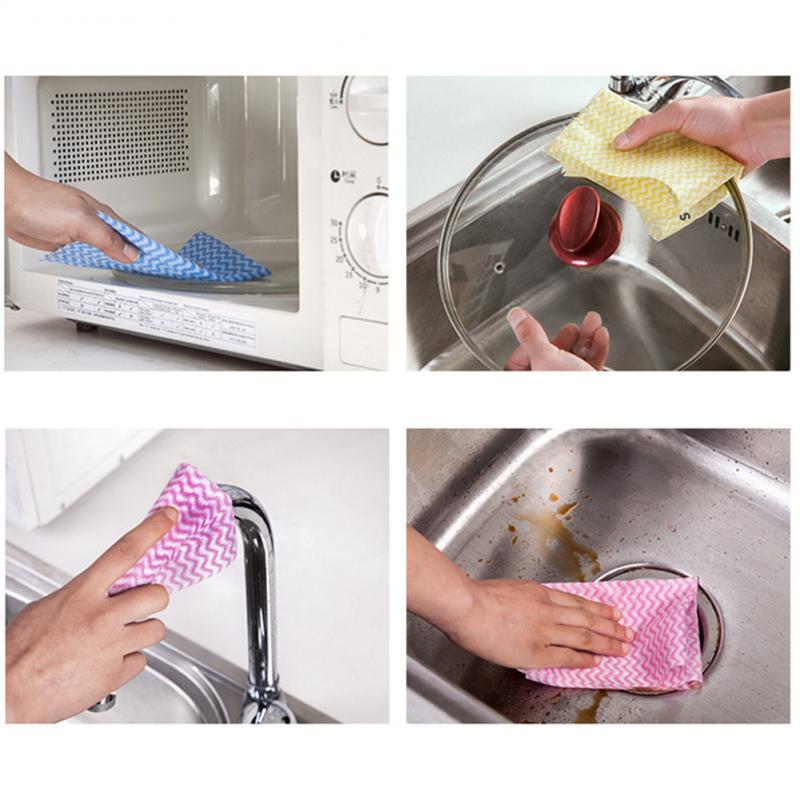 50pcs Disposable Kitchen Non-woven Textile Rags Wash Resuable Cleaning Rag Roll Practical Cleaning Cloth Household Cleaning Tool