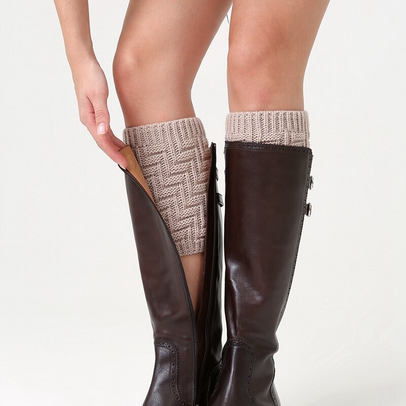 Kvinder vinter benvarmer geometriske termiske akryl boot manchetter sokker dække vinter sko boot tilbehør yoga sokker