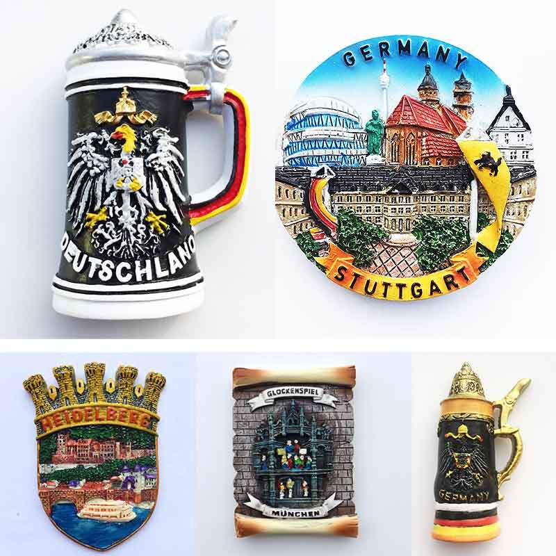 Autocollant magnétique de réfrigérateur allemand, tasse à bière européenne, allemagne, Heidelberg, stuttart, Souvenir de voyage, allemagne