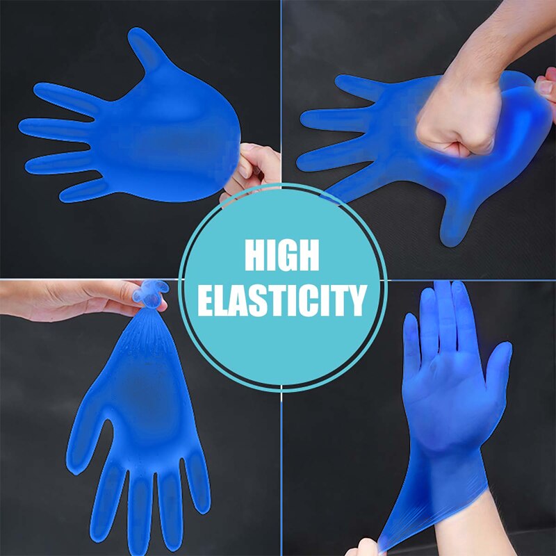 Azul guantes de vinilo desechables 20 piezas transparente Dishwash cocina guantes de látex guantes domésticos guantes desechables PVC