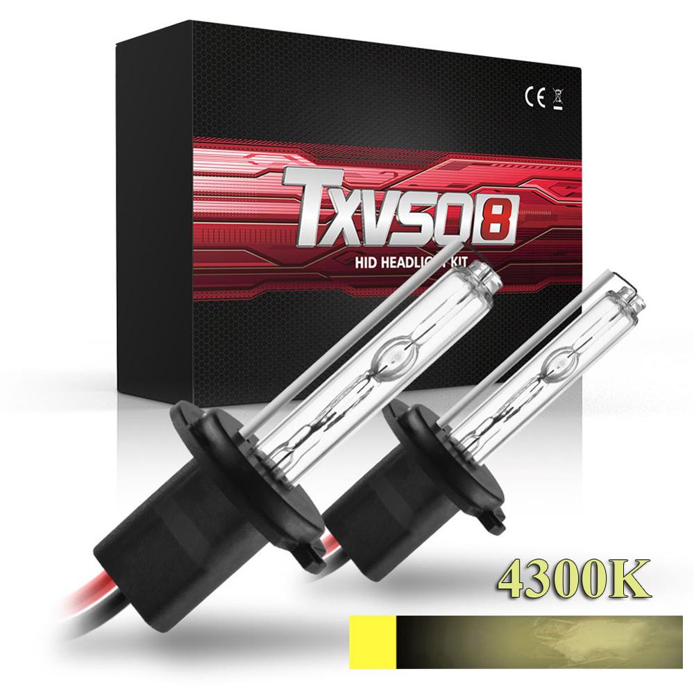 Bombillas de HID Xenon de reemplazo H7, luz de Faro de 55W, 3500-4500LM, Burbuja recta, 4300K-12000K, Xenón HID, 1 par: 4300K