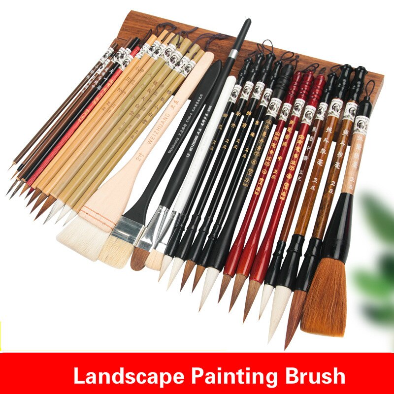 Juego de pinceles de pintura china para principiantes, pinceles de pintura de caligrafía, pintura de paisaje, herramienta de dibujo, pluma de línea de gancho, caligrafía