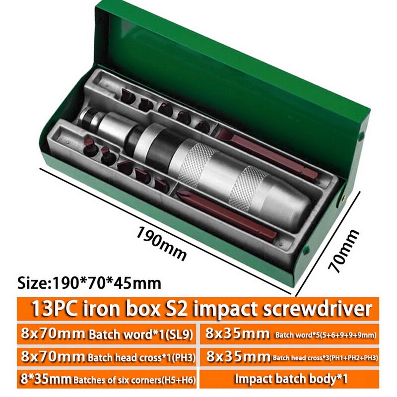 Impact Driver Kit Manual Screwdriver Set Repairing Tools Non-slip Grip Handle Tool Multifunctional Screwdriver-1 Box: 5
