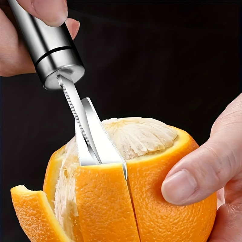 Pelador de naranjas de acero inoxidable con asa, pelado fácil de cítricos y limón, utensilio de cocina para frutas y verduras